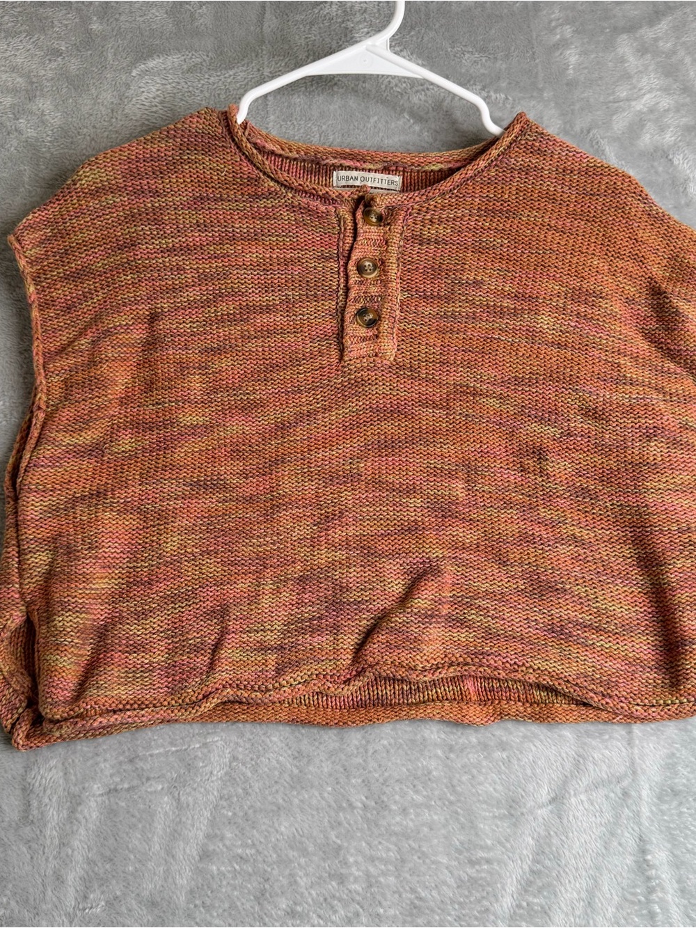 Urban Outfitters Top Womens S Orange Sweater Vest Knit Cropped Boho Granola